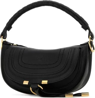 Chlo&eacute; Womens Black Leather Mini Marcie Shoulder Bag Borse A Mano