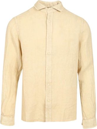 Original Vintage Linnen Overhemd - Heren - Casual Overhemden - Beige - L - Linnen - Overhemden