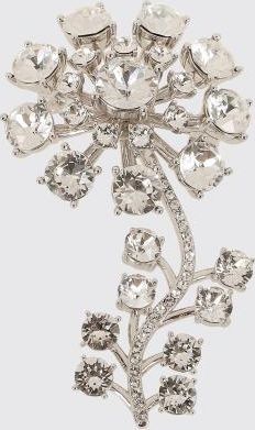 Self Portrait Zirconia Crystal Flower Brooch in Brass