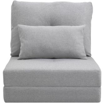 HOMCOM Poltrona Letto 3 in 1 Chaise Longue e Divano da Terra Effetto Lino Grigio