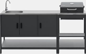 Sweeek Cucina Da Esterno Modulare Con Barbecue A Carbonella E Lavandino, 2 Moduli