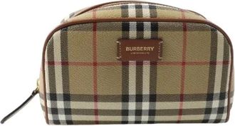 Burberry Pre-owned Bags, female, Beige, Size: ONE SIZE Pre-owned Prorsum Nova check leather accessory pouch