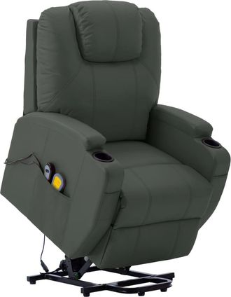 vidaXL Sill&oacute;n Elevable De Cuero Sint&eacute;tico Gris Antracita Vidaxl