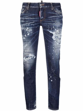 Dsquared2 cropped distressed denim jeans - Blue