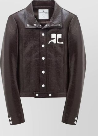 Courr&egrave;ges leatherette jacket with pockets and stretch cotton