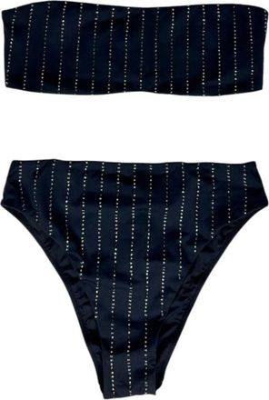 MC2 Saint Barth Zwart zee kleding met strass band - Dames - Bikinis - Zwart - L - Badmode