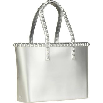 Carmen Sol Seba Mid Tote Jumbo Studs in Silver at Nordstrom, Size Medium