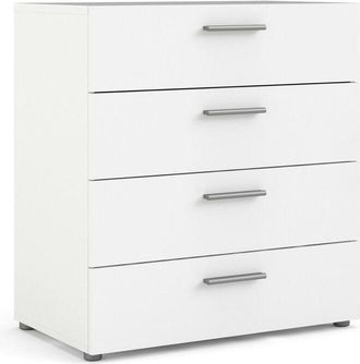 Dmora Cómoda Dmora de cuatro cajones, color blanco, 70 x 75,7 x 40,26 cm, con embalaje reforzado