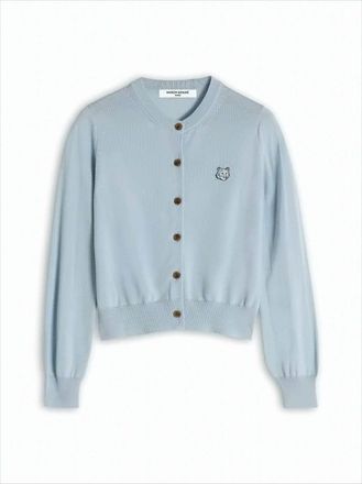 Maison Kitsuné Cropped Knit Cardigan With Embroidered Fox Emblem