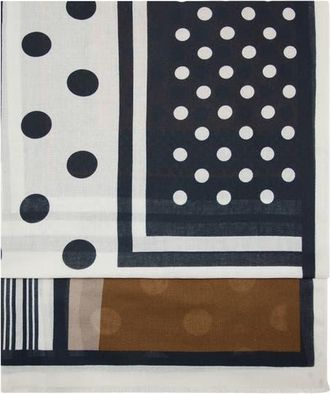 Mango Eyelash Fringe Print Scarf in Brown at Nordstrom