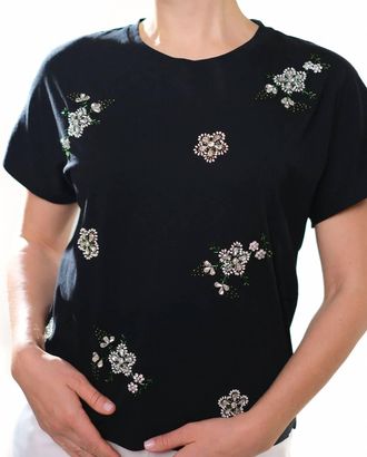 Seventy Beaded Delight Tee In Black White Green