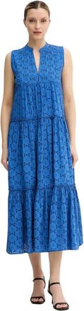 Lola Casademunt Swiss Embroidered Midi Dress - Dames - Casual kleedjes - Blauw - L - Katoen - Kleedjes