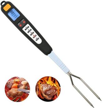 OEM Termometro Digitale Per Carne E Griglia Con Forchetta Da Cucina, Visualizzazione Istantanea, Due Sonde, Display A Led, Facile Da Pulire