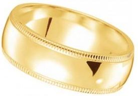 Allurez Mens Wedding Band Dome Comfort-Fit Milgrain 14k Yellow Gold (5 mm)