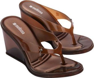 Melissa Nabeela Wedge Flip Flop in Clear Brown at Nordstrom, Size 5