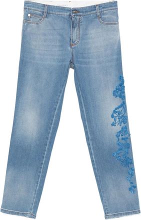 Ermanno Scervino Jeans con ricamo a fiori - Blu