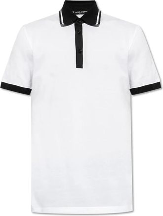 Dolce & Gabbana Tops, Heren, Wit, S, Katoen, Polo met bedrukt logo