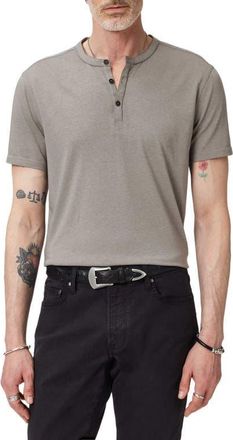 John Varvatos Duke Short Sleeve Henley in Grey Sky at Nordstrom, Size X-Large