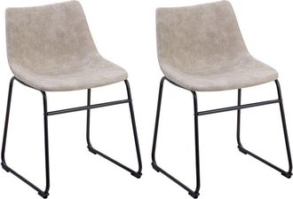 Beliani Beliani - Juego De 2 Sillas De Comedor Tapicer&iacute;a De Tela Beige Patas Negras Estilo Retro R&uacute;stico Batavia