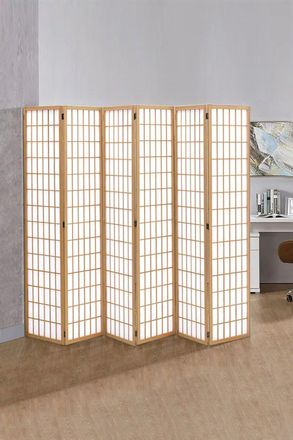 Living and Home 6-Panel Natural Solid Wood Folding Room Divider Screen