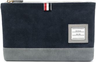 Thom Browne logo patch wallet - unisex - Cotton/Cotton - One Size - Blue
