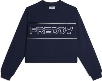 Freddy Felpa Comfort fit Cropped con Maxi Logo Ricamato