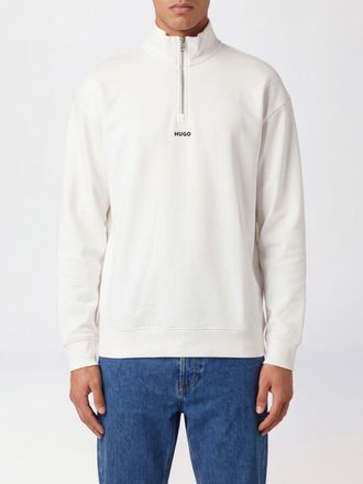 HUGO BOSS Felpa in cotone con collo alto, mezza zip e logo a contrasto