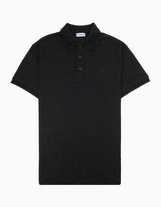 Burberry Mens Burberry Eddie Cotton Polo Shirt Black - Size: 40