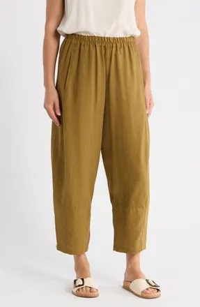 Max Studio Crop Linen Blend Barrel Leg Pants in Bronze at Nordstrom Rack, Size X-Small