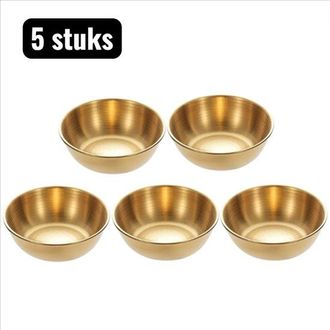 No Brand Juego De 5 Piezas De Cuencos Redondos De Acero Inoxidable Para Salsas, Mini Cuencos Peque&ntilde;os Para Salsas, Condimentos, Olla Caliente, Barbacoa, Mesa, 