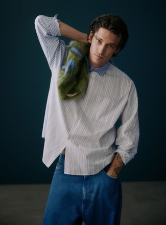 Marni Mens Oversized mixed vertical stripe shirt