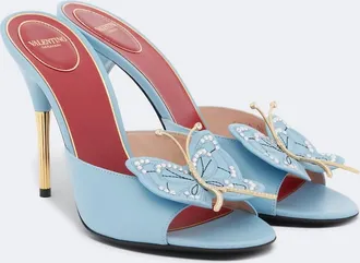 Valentino Garavani Flutterby embellished leather mules