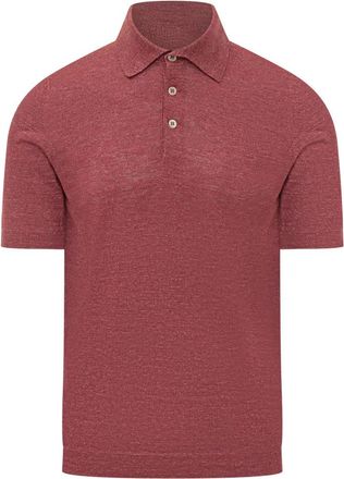 Brunello Cucinelli Red Solid Shirt Collar Polo
