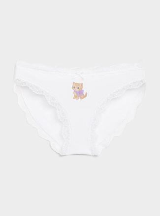 Miiyu Womens Scalloped lace-trim bikini panty Organic cotton