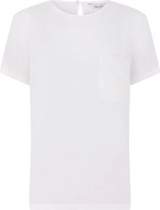 Max Mara Gedrukte Zijde Cr&ecirc;pe de Chine Blouse - Dames - T-shirts - Wit - 4XS - Tops