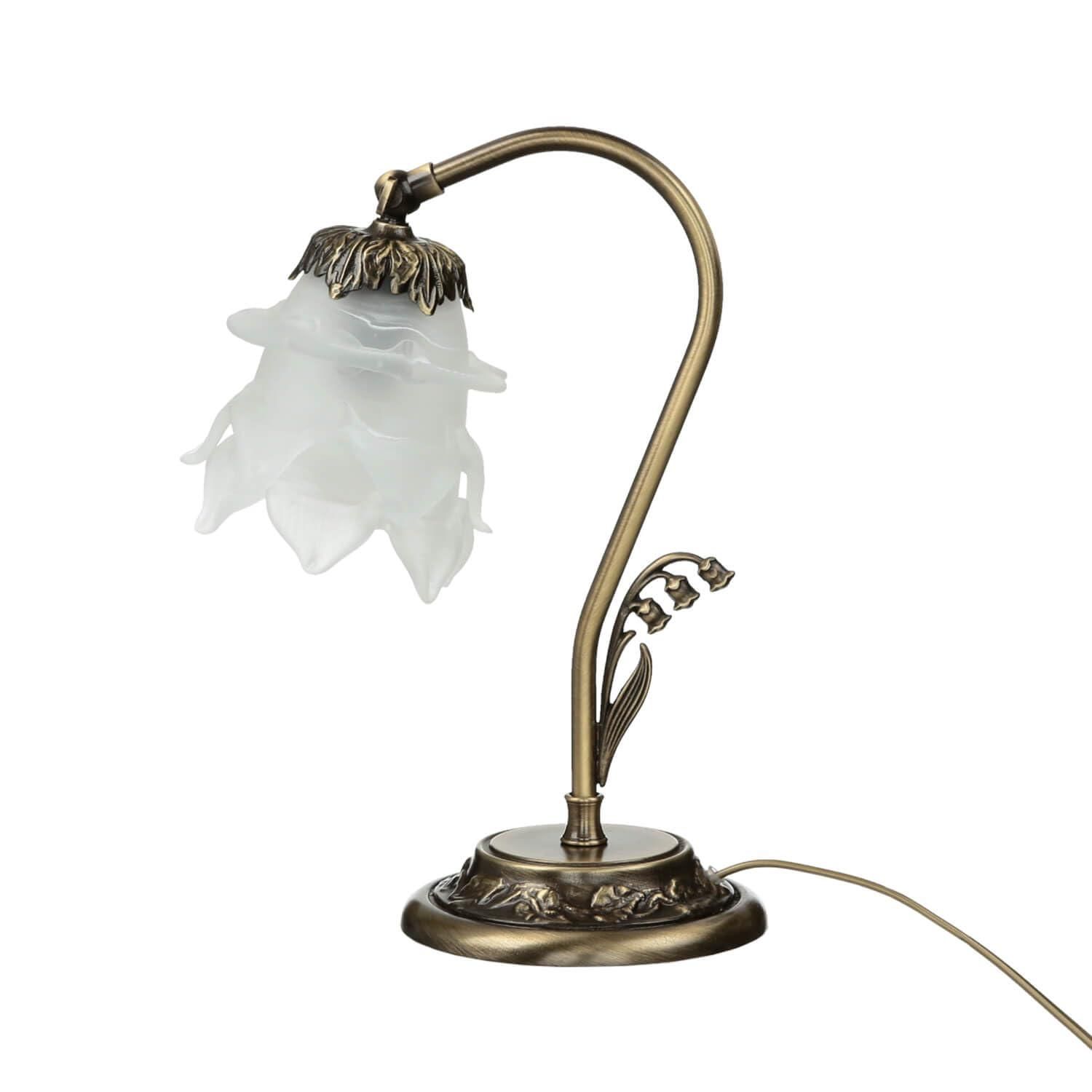 Licht-Erlebnisse XL Tischleuchte – Glas & Stoff, Weiß, 54 Cm Hoch, E27, Für Schlafzimmer & Wohnzimmer