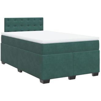 vidaXL Cama Box Spring Con Colch&oacute;n Terciopelo Verde Oscuro 120x200 Cm Vidaxl