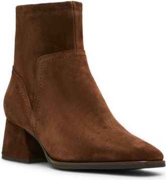 Blondo Marina Waterproof Stretch Suede Block Heel Bootie in Chocolate Suede at Nordstrom, Size 9.5