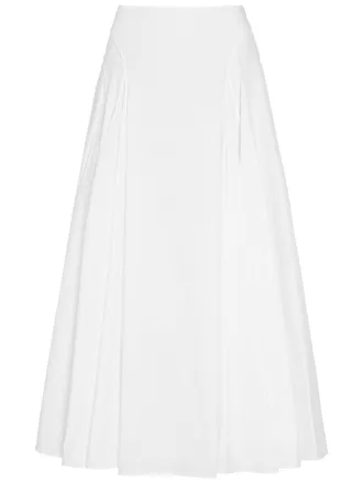 Another Tomorrow Panelled Cotton-poplin Maxi Skirt - White - S (UK8-10 / S)