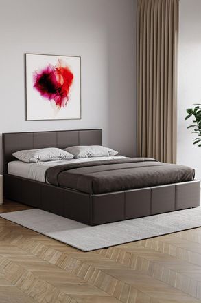 Home Discount Vida Designs Lisbon Double Ottoman Faux Leather Bed Frame UKFR Fabric in Brown