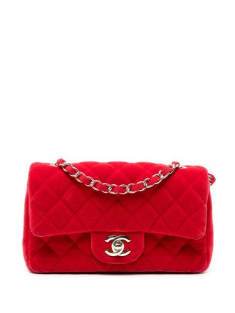 Chanel 2016-2017 Mini Rectangular Classic Velvet Single Flap crossbody bag - Red