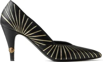Versace Schoenen, Dames, Zwart, 38 EU, Leer, Gianni Nappa Pumps 90 mm