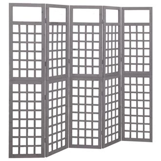 Berkfield Home 5-Panel Room Divider/Trellis Solid Fir Wood Grey 201.5x180 cm