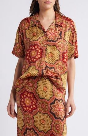The Great. The Richmond Medallion Print Camp Shirt in Patchwork Print at Nordstrom Rack, Size 2