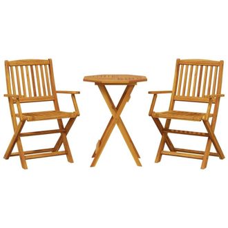 Berkfield Home 3 Piece Folding Bistro Set Solid Wood Acacia in Brown