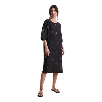 Bitte Kai Rand Midi Jurk - Dames - Casual kleedjes - Zwart - S - Linnen - Kleedjes