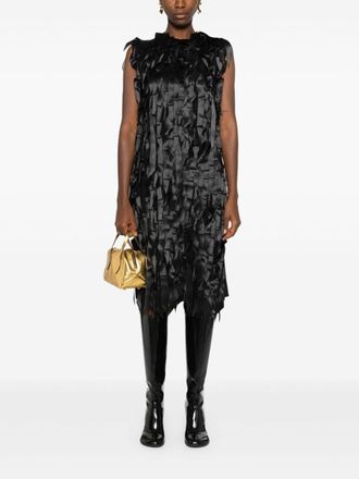 Prada Womens Ribbon-detail Midi Dress - Black - Size EU 38 (Womens)