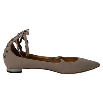 Aquazzura Pointed Toe Ballet Flats in Grey Leather