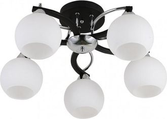 Fabrilamp Fabrilamp - Plafon Pissis Negro De 5 Luces Con Tulipa Blanca