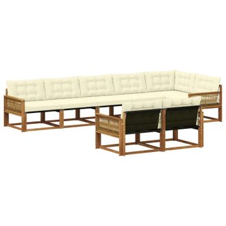 vidaXL Conjunto De Sof&aacute;s De Exterior Con Coj&iacute;n 8 Pcs Natural Y Crema Vidaxl